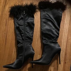 women’s shoes heels boots size 9 frill black zipper